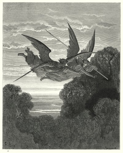 ミルトンズパラダイスロスト第4巻、ギュスターヴドールのイラスト798行、799行 作： Gustave Dore
